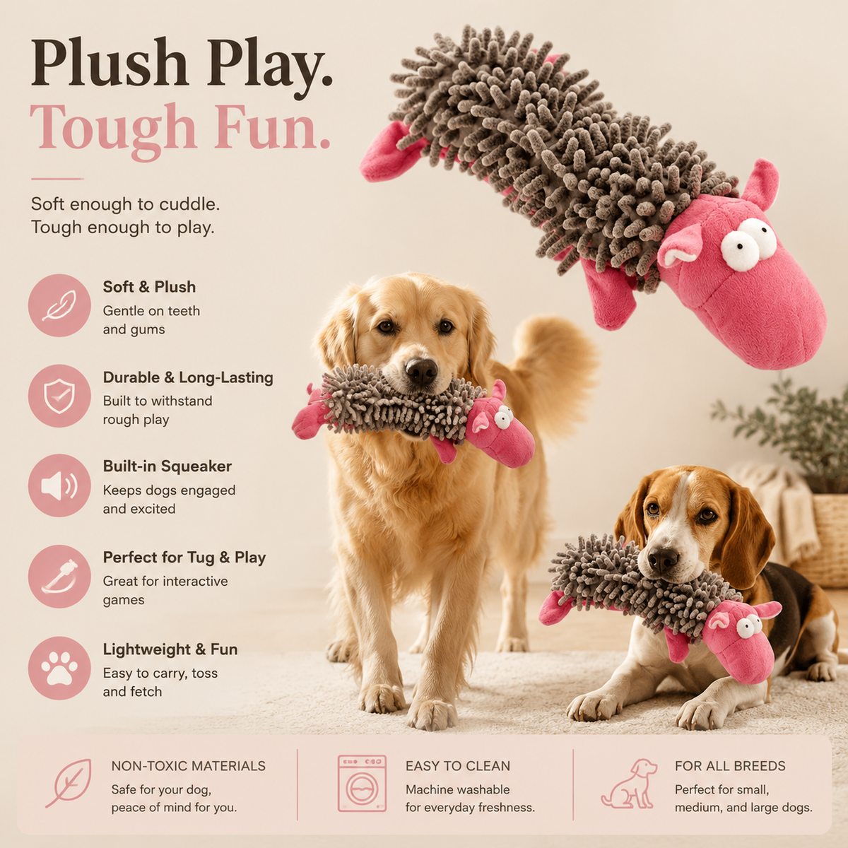 Elunavico®Tough Chew Plush Dog Toy