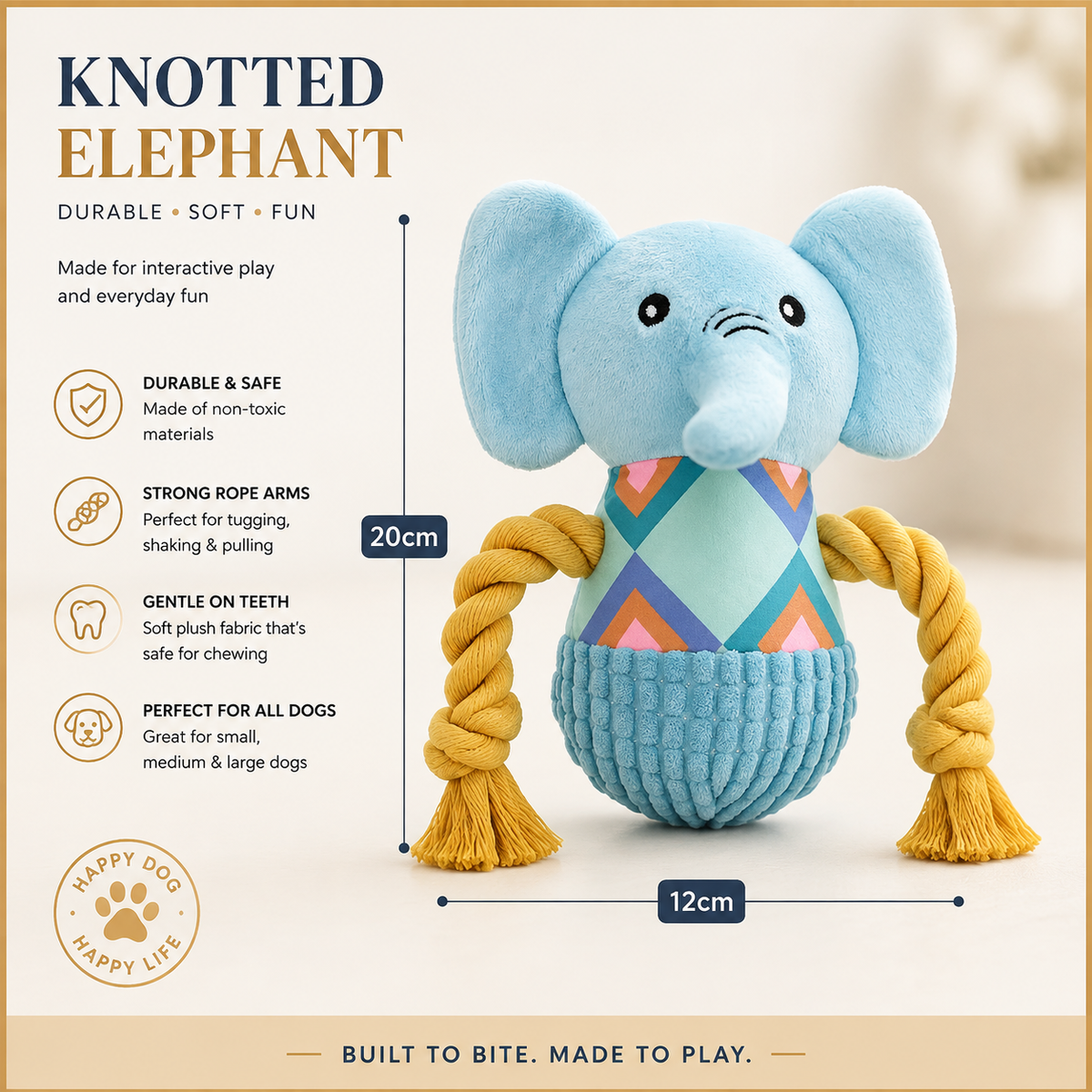 Elunavico®Interactive Elephant Plush Dog Toy