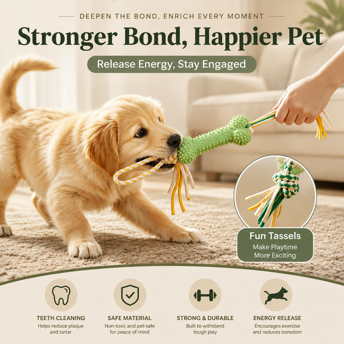 Elunavico®Durable Rope Tug Toy for Dogs