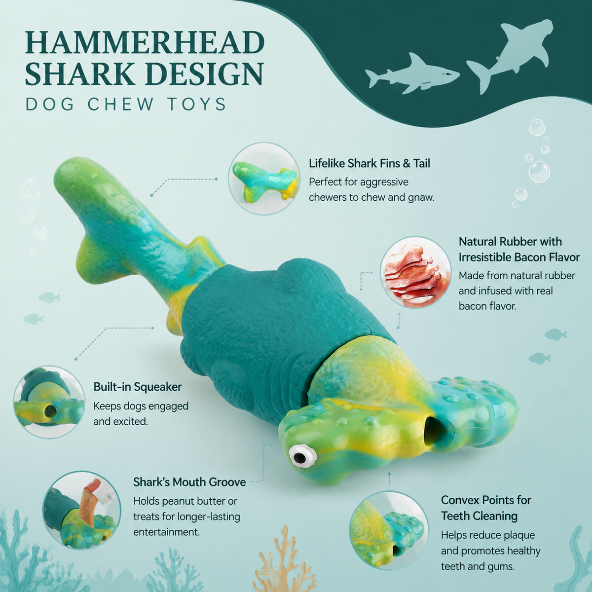 Elunavico®Hammerhead Shark Dog Chew Toy