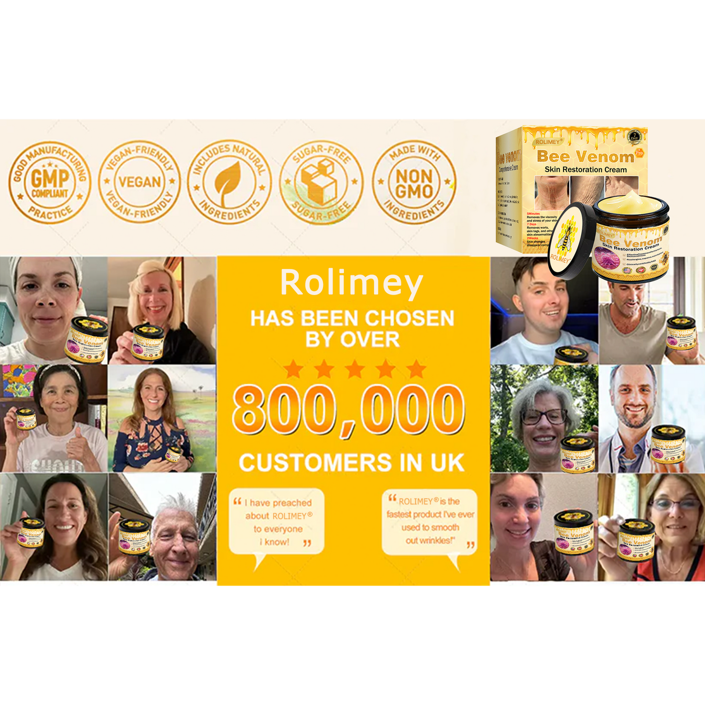 💫🧑‍⚕️Rolimey® Bee venom Pro Comprehensive Cream —Tightening for Skin Types 🔥