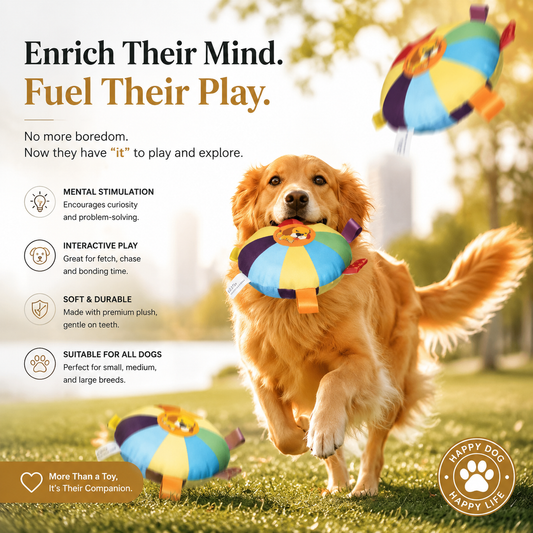 Elunavico®Plush Squeaky Flying Disc Dog Toy