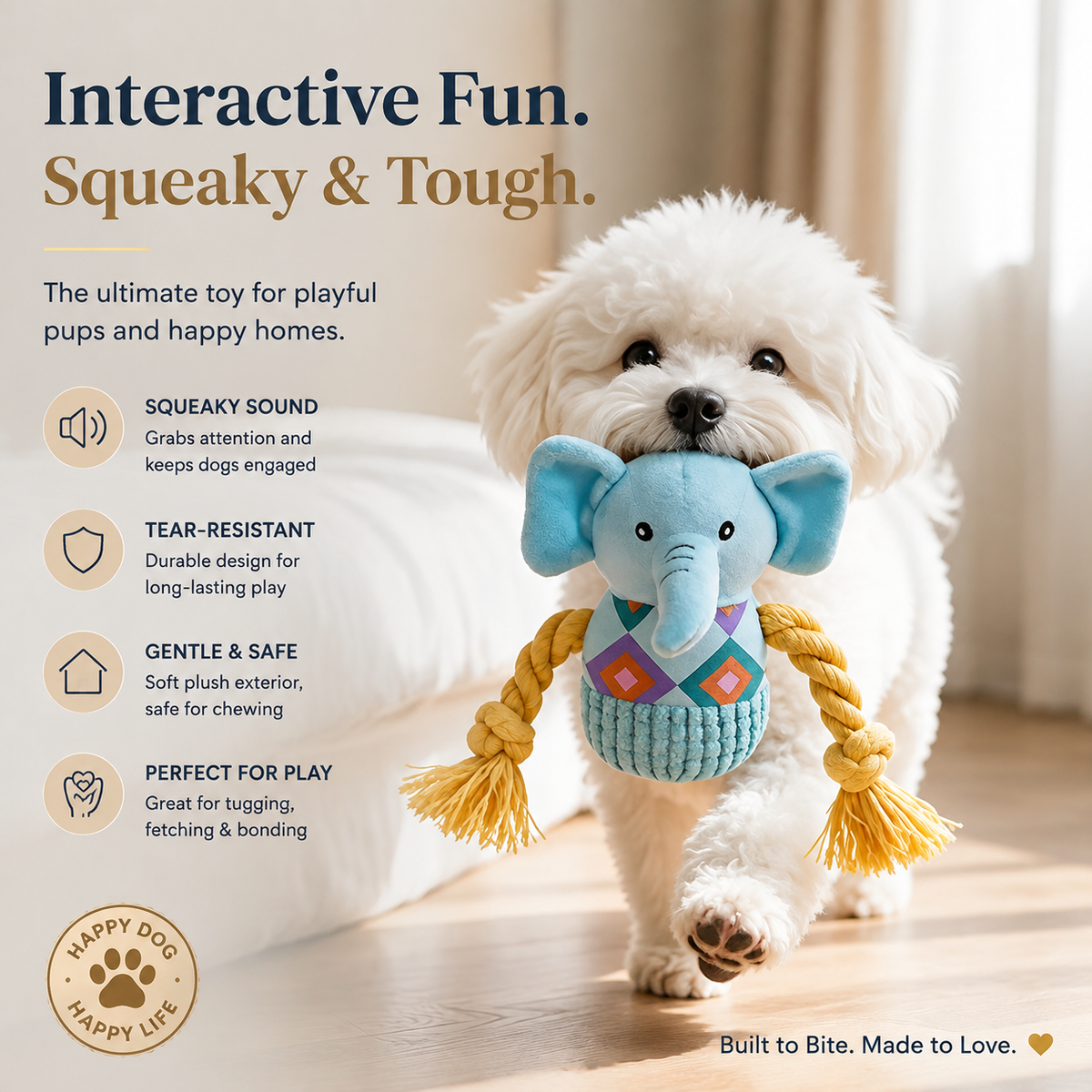 Elunavico®Interactive Elephant Plush Dog Toy
