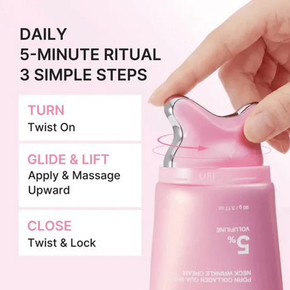🔥 5-Min Neck Lift Cream – PDRN Collagen Gua Sha, Firms Turkey Neck & Jawline