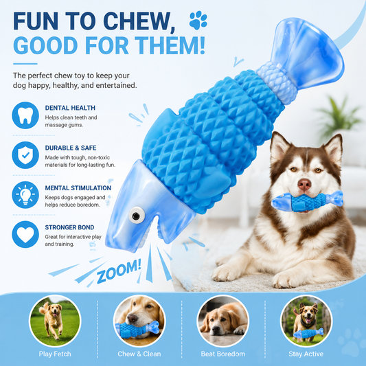 Elunavico®Durable Fish Dog Chew Toy