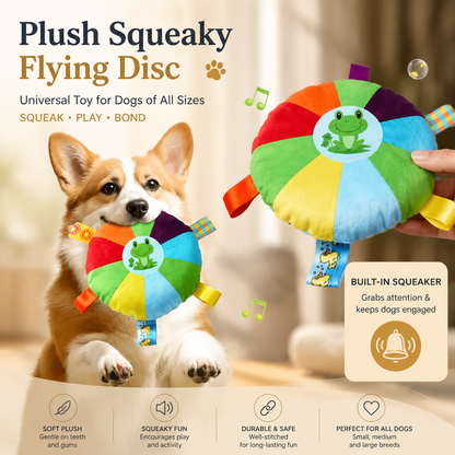 Elunavico®Plush Squeaky Flying Disc Dog Toy