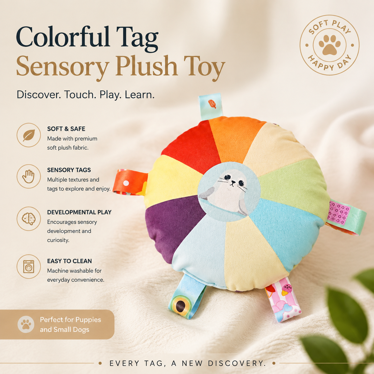 Elunavico®Plush Squeaky Flying Disc Dog Toy