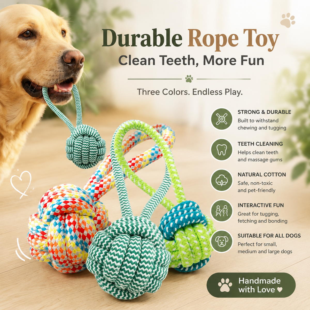 Elunavico®Rope Knot Ball Dog Toy