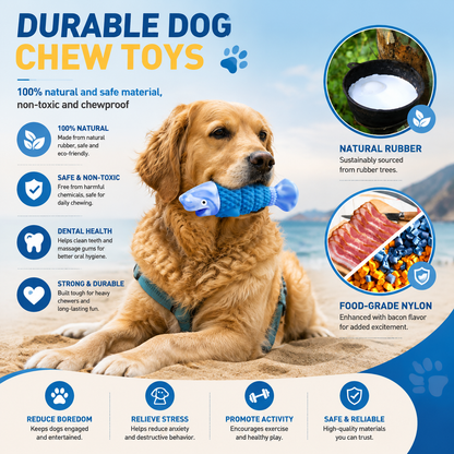 Elunavico®Durable Fish Dog Chew Toy